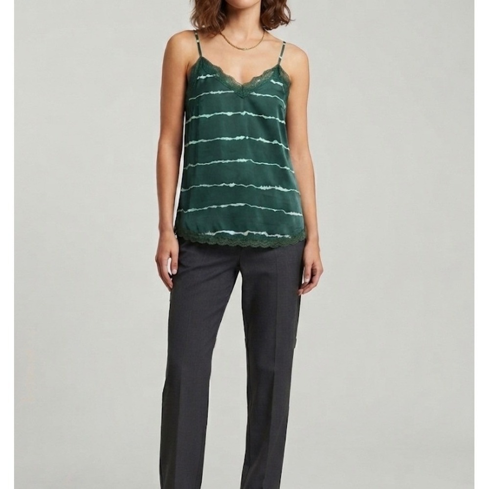 Hope & Horizon Green Tie Dye Lace Trim Cami Top XL